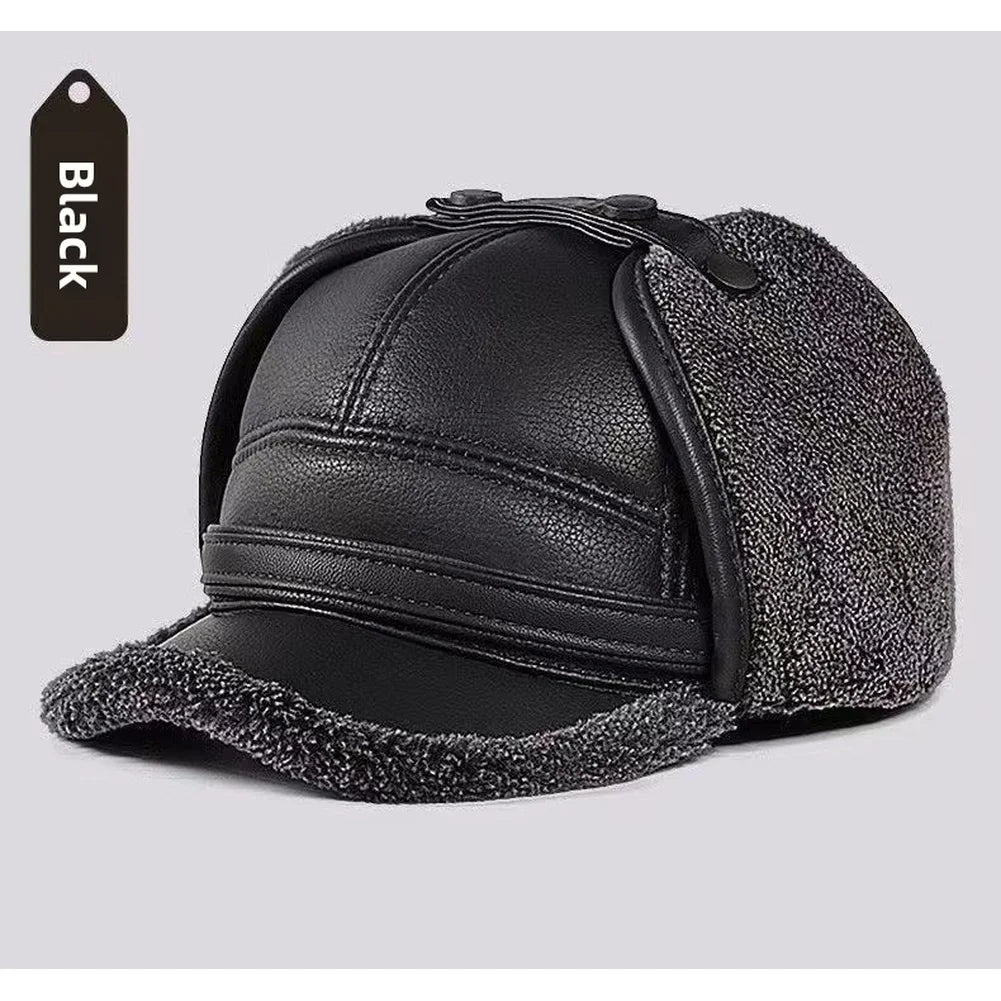 Herbst-Winter-Mütze mit warmem Fleecefutter und Ohrenklappe für Herren, ältere Menschen, Opa, thermische, winddichte, warme, bequeme Baseballkappe