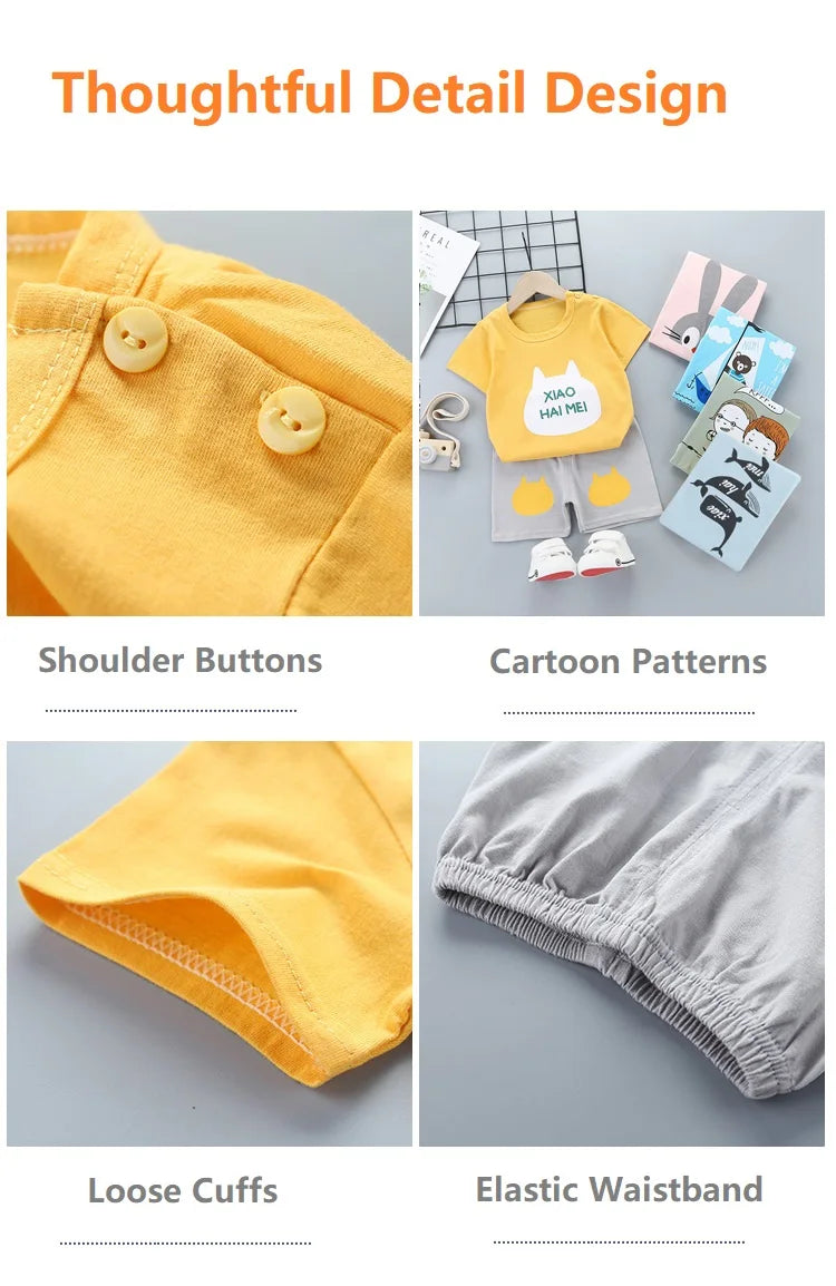 2PCS kinder Sets mutter Kinder Kleidung Jungen Mädchen T-shirt Shorts Sommer Baumwolle kurzarm Baby Kinder Kleidung Kleinkind anzug