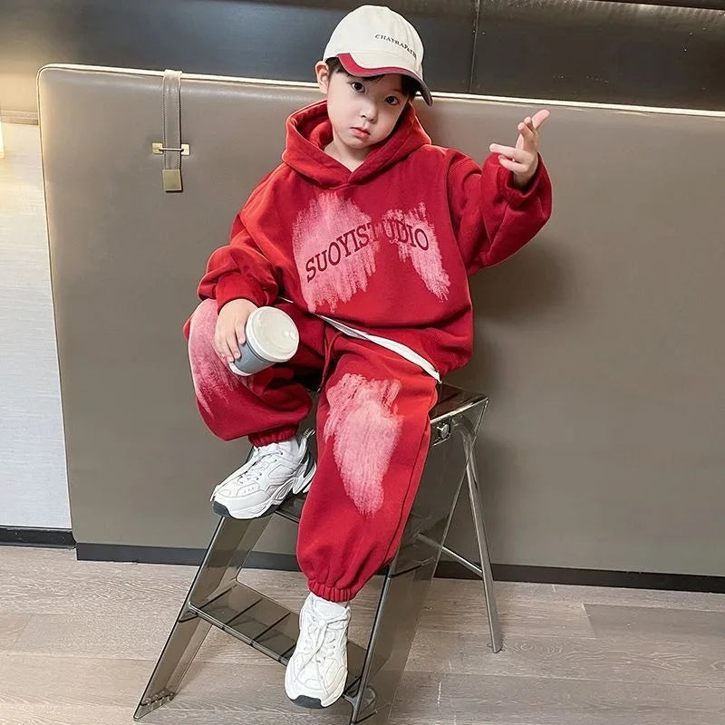 Hoodies Set Koreanische Kinder Kleidung Kinder 4 7 Jahre Kleidung Kinder Von 8 12 Top Bottom Jungen junge Herbst Winter Kind