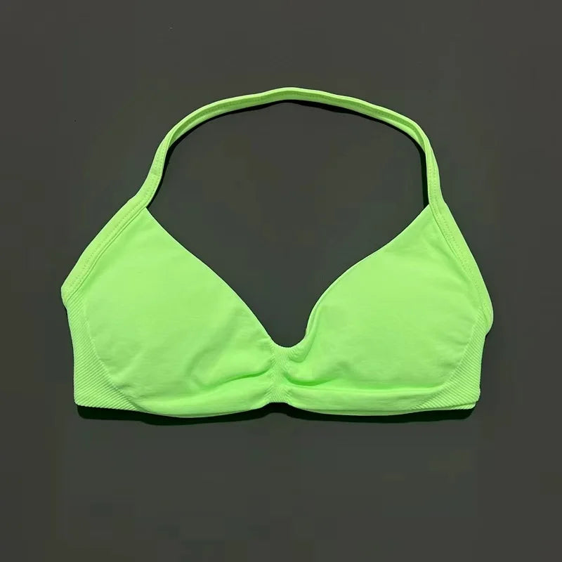 Sport-BH mit Trägern, Yoga-Unterwäsche, Damen-Gymnastik-Top, Lauftraining, rückenfreier BH, hohe Unterstützung, aktive Kleidung, Fitness, Workout, Neckholder