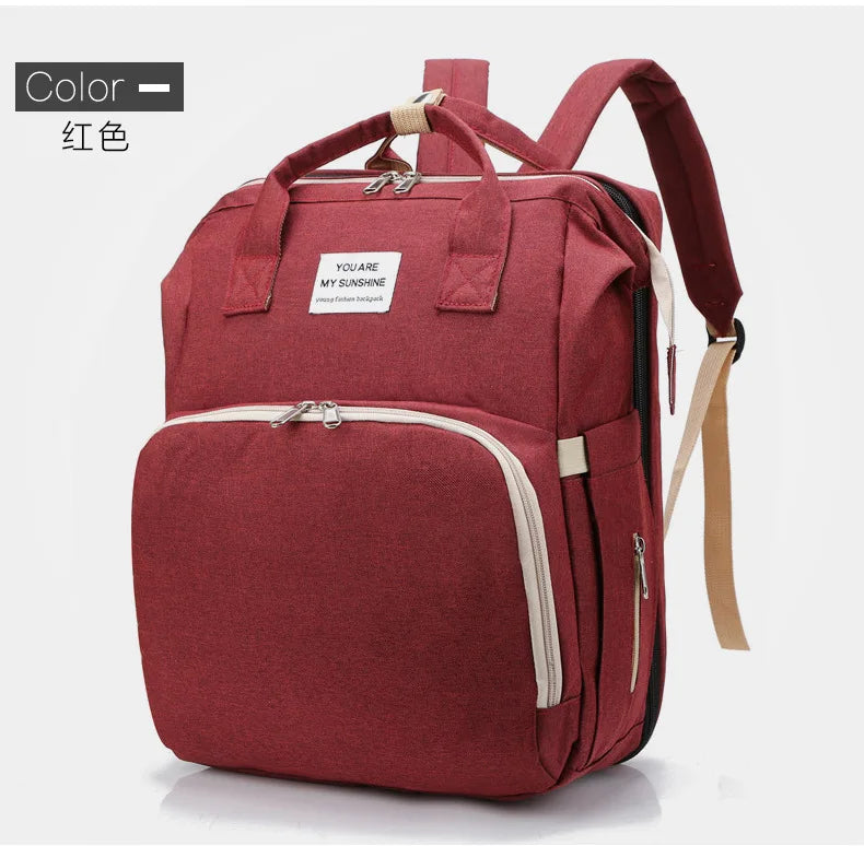 Modische Faltbare Babywiege Mutter-Kind-Tasche Große Kapazität Handtasche Flaschen- und Windelrucksack Mutter- und Mama-Tasche