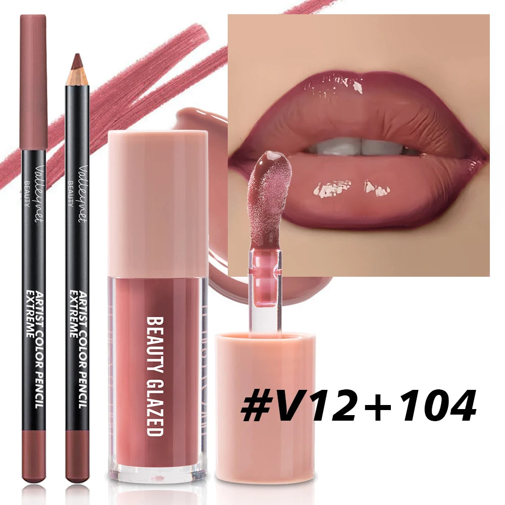 2 Stück/Set Samtstruktur-Lippen-Make-up, mattierter Effekt, rote, braune Farben, schafft ein feuchtigkeitsspendendes und natürliches Lippen-Make-up