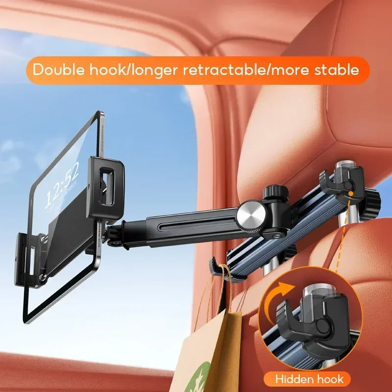 Eary Tablet-Halterung für Auto-Rücksitz-Verlängerungsarm, Auto-Kopfstützenhalterung, Rücksitz für Kinder und Erwachsene, Reisen für 4,7–12,9 Zoll Geräte, iPad