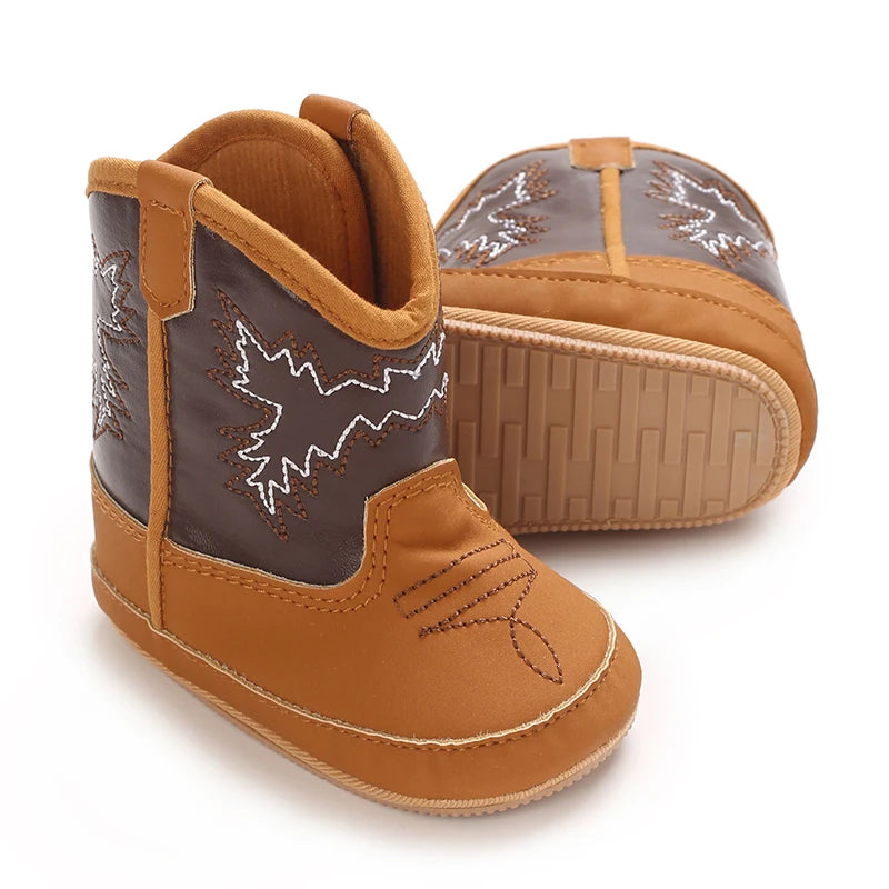 Winterstiefel für Babys, Jungen und Mädchen, 0–12 Monate, Western-Denim, Lauflernschuhe, warm, lässig, modisch