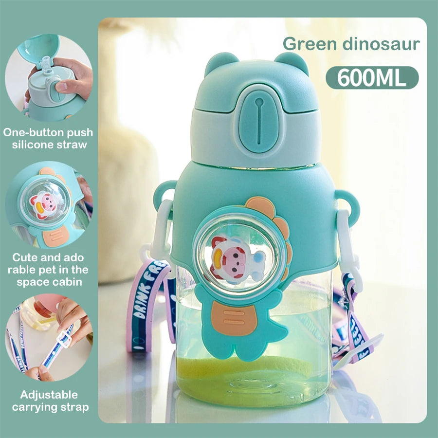 600 ml Kawaii Sommer Kinder Wasser Tasse Hochwertige Herbst-proof Stroh Tasse Jungen und Kreise Gehen zur Schule baby Wasserkocher