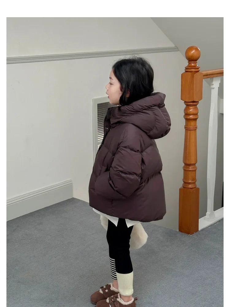 3 4 5 6 8 10 12 Jahre Mädchen Jacke Herbst Winter Neue Einfarbig Dicke Warme Mit Kapuze Zipper Mantel für Teen Kinder Daunen Baumwolle Outwear