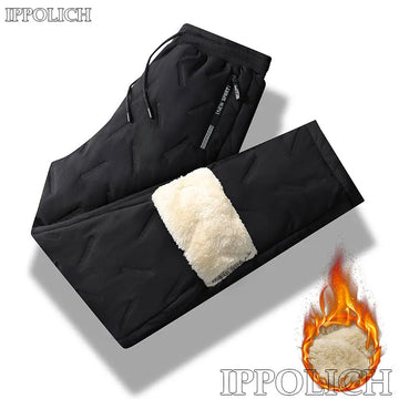 Winter Laufhose Kaschmir Verdicken Fleece Winddicht Jogginghose Männer Jogger Baumwolle Warme Hosen Männlichen Wasserdichte Thermische Hosen