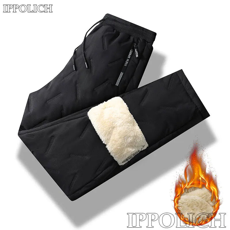 Winter Laufhose Kaschmir Verdicken Fleece Winddicht Jogginghose Männer Jogger Baumwolle Warme Hosen Männlichen Wasserdichte Thermische Hosen