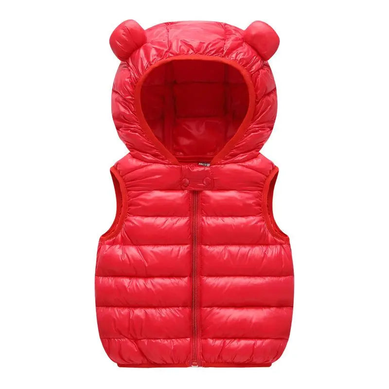 Neue Baby Jungen Mädchen Warme Daunenweste Herbst Winter Baumwolle Weste Mit Ohren Kinder Oberbekleidung Kinder Kleidung Kapuzenjacke Westen
