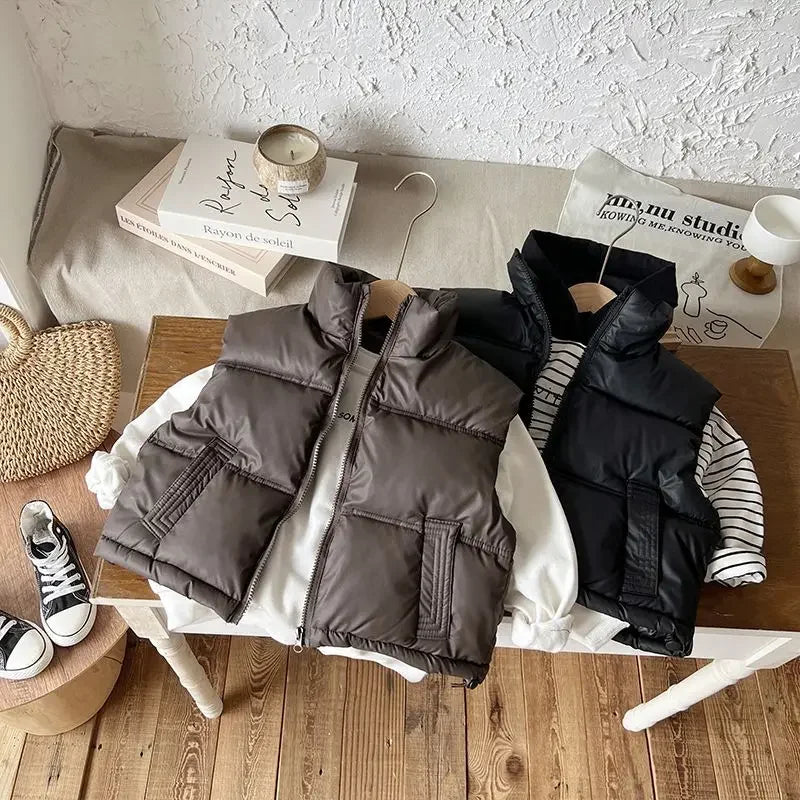 Kinder-Daunen-Baumwollweste, neues Herbst- und Winter-Tanktop für Jungen und Mädchen zum Tragen im Teenageralter, dicker Mantel