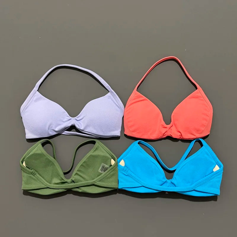 Sport-BH mit Trägern, Yoga-Unterwäsche, Damen-Gymnastik-Top, Lauftraining, rückenfreier BH, hohe Unterstützung, aktive Kleidung, Fitness, Workout, Neckholder