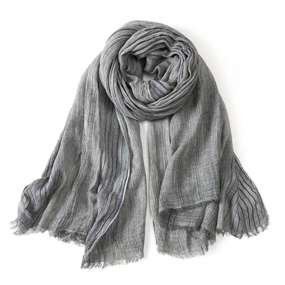 Baumwolle Leinen Gestreiften Männer Schals Herbst Winter Warme Halstuch Pashmina Männlichen Zubehör Kurze Quaste Bufanda Schal