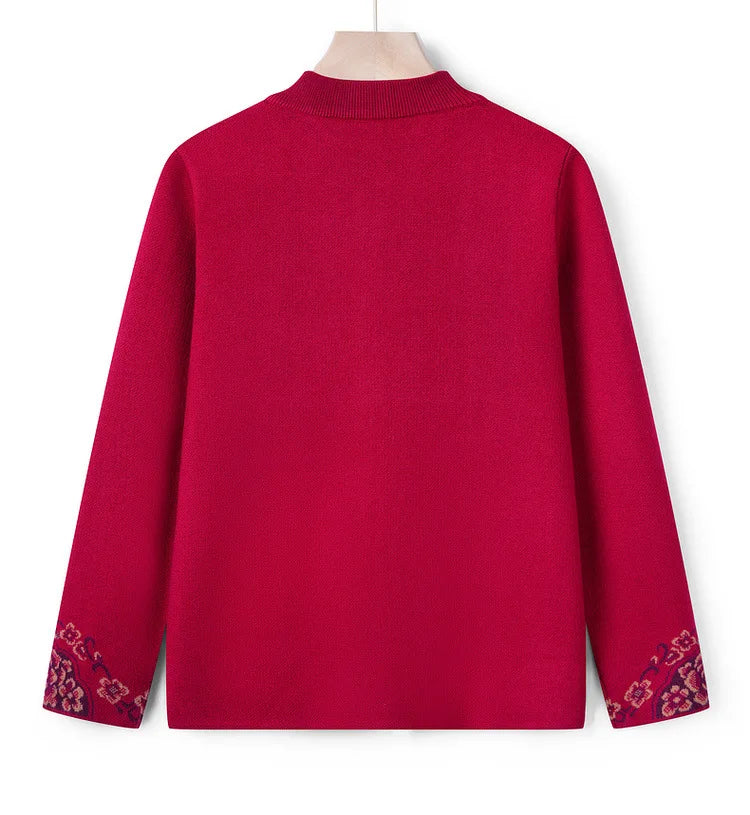 Knöpfe Langarm Mutter mittleren Alters verdicken Strickjacke Pullover Top Oma Wolle Strick mantel Herbst Winter Damen bekleidung