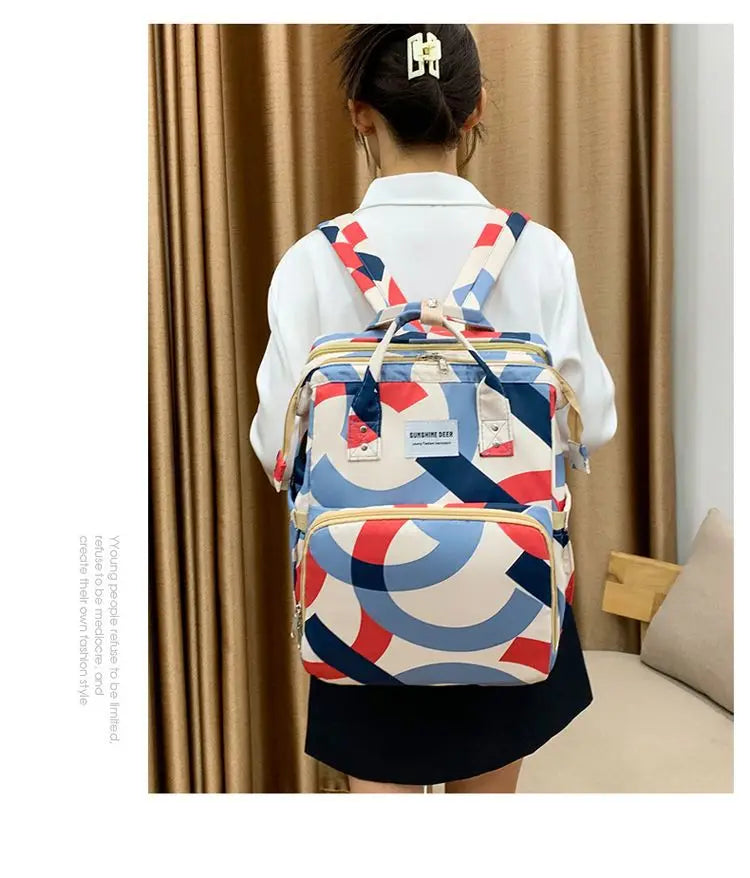 Mama Wickeltaschen Babybett Mutter Große Kapazität Windel Milchflasche Rucksäcke mit Wickelunterlage Praktische Baby-Stilltaschen Geschenk