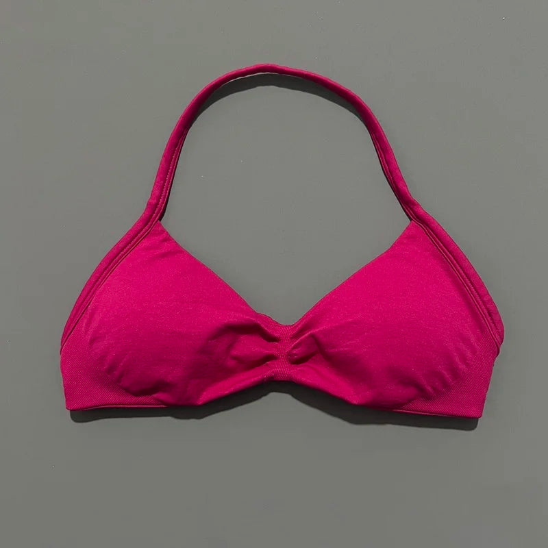 Sport-BH mit Trägern, Yoga-Unterwäsche, Damen-Gymnastik-Top, Lauftraining, rückenfreier BH, hohe Unterstützung, aktive Kleidung, Fitness, Workout, Neckholder