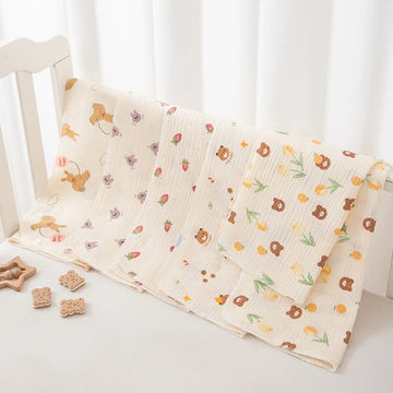 80*80 cm Decke Doppellagige Musselin Baby-Puckdecke Cartoon-Druck Weiche Neugeborenen Baumwolle Pucktuch Kinderwagen