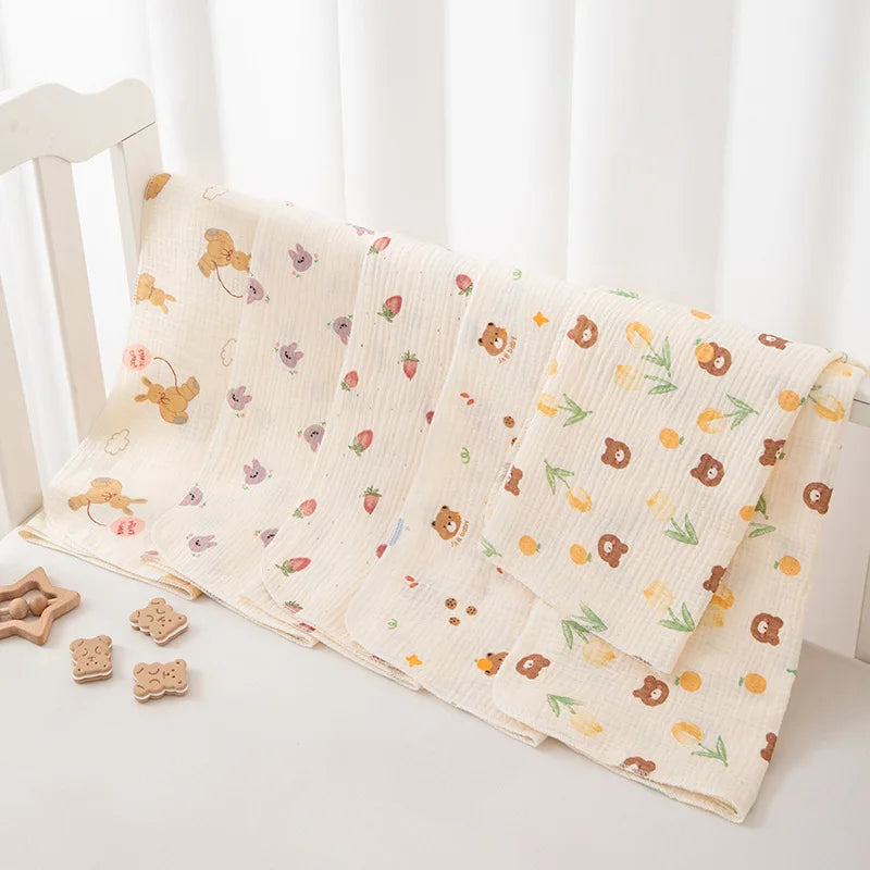 80*80 cm Decke Doppellagige Musselin Baby-Puckdecke Cartoon-Druck Weiche Neugeborenen Baumwolle Pucktuch Kinderwagen