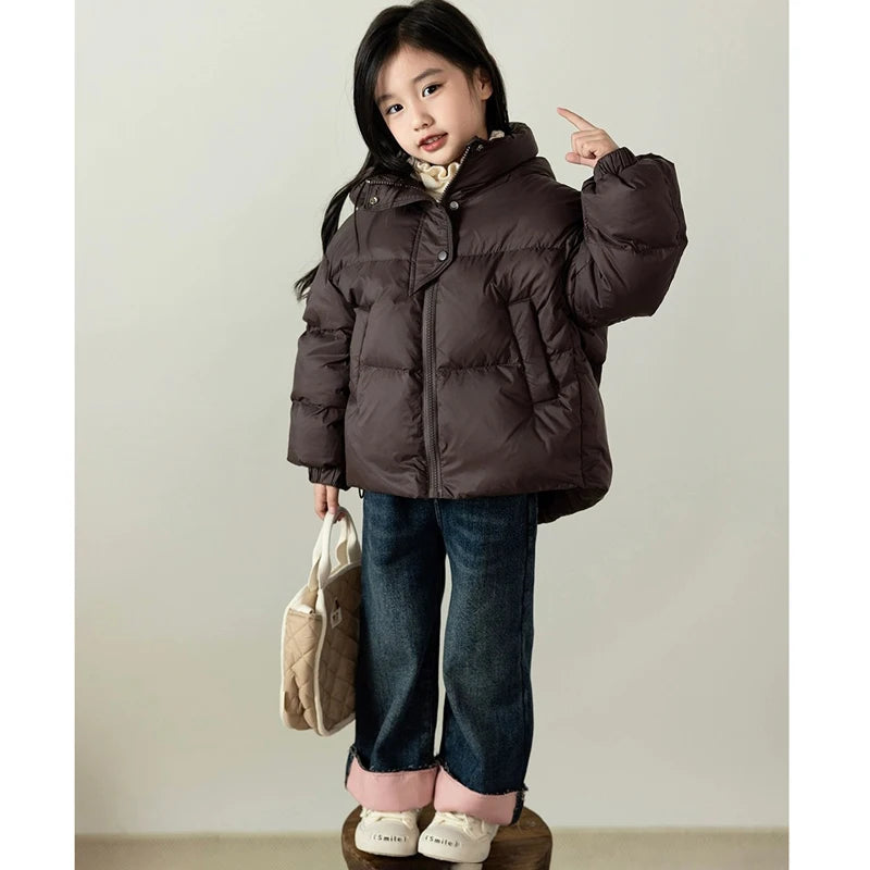 3 4 5 6 8 10 12 Jahre Mädchen Jacke Herbst Winter Neue Einfarbig Dicke Warme Mit Kapuze Zipper Mantel für Teen Kinder Daunen Baumwolle Outwear