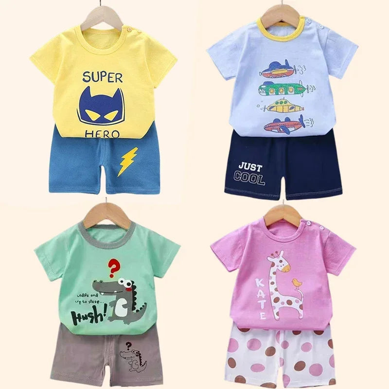 2PCS kinder Sets mutter Kinder Kleidung Jungen Mädchen T-shirt Shorts Sommer Baumwolle kurzarm Baby Kinder Kleidung Kleinkind anzug