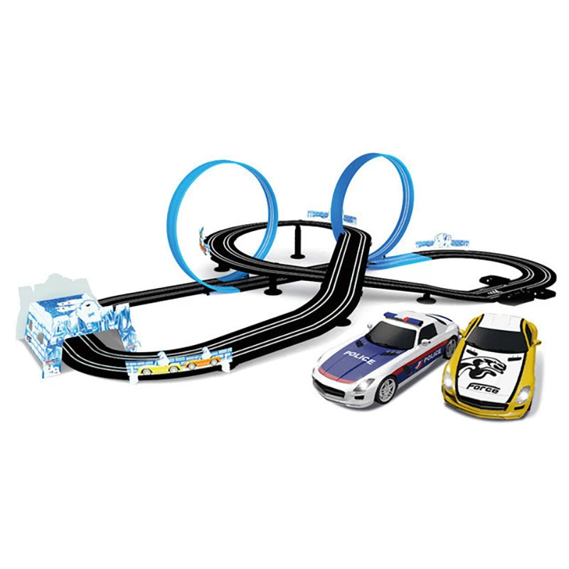 Sonic Storm Elektrische Eisenbahn Track Spielzeug Set Doppel Fernbedienung Auto Racing Track Autorama Schaltung Voiture Spielzeug Für Junge Kinder
