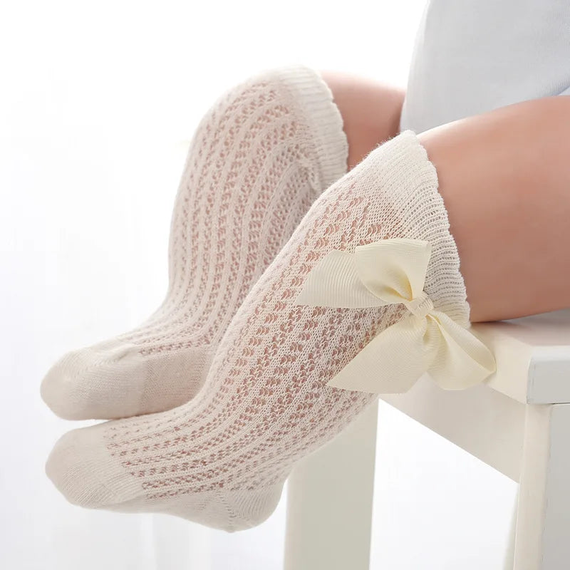 Baby Mädchen Prinzessin gestrickte Netz socken Sommer weiche Kleinkind Mädchen Knies trümpfe Baumwolle Kleinkind Neugeborene Mädchen lange Röhren strümpfe