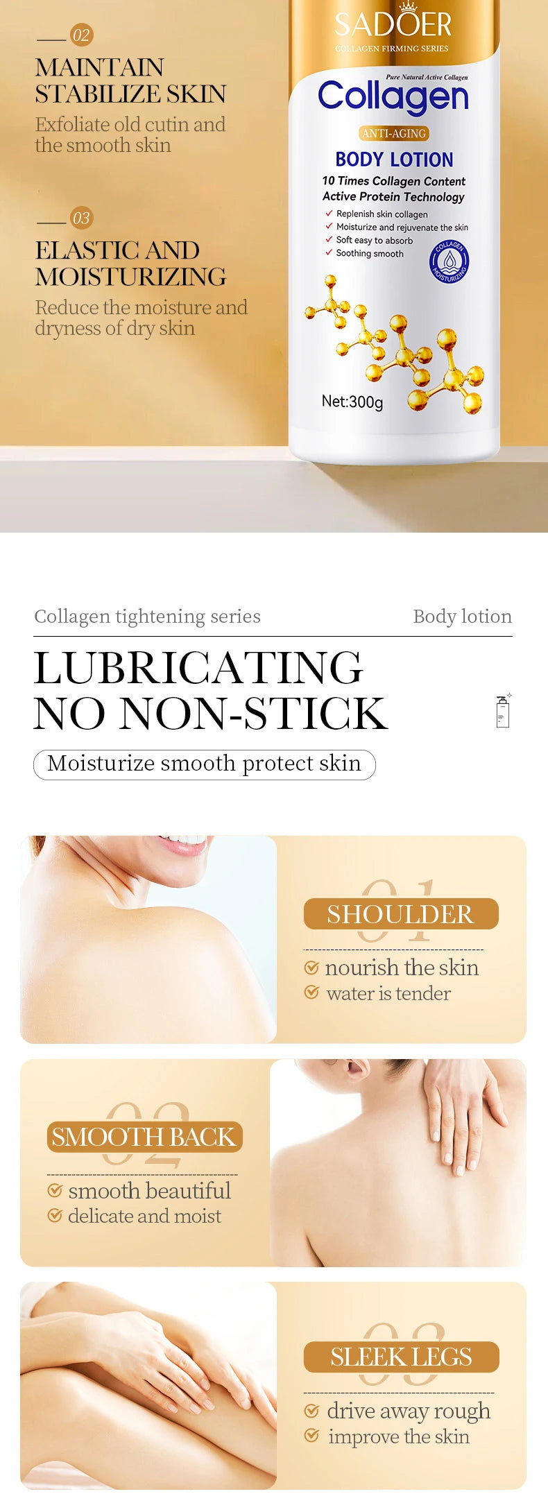 Kollagenmilch Bleaching Face Body Cream Whitening Skin Moisturizing Lotion Lightening Care