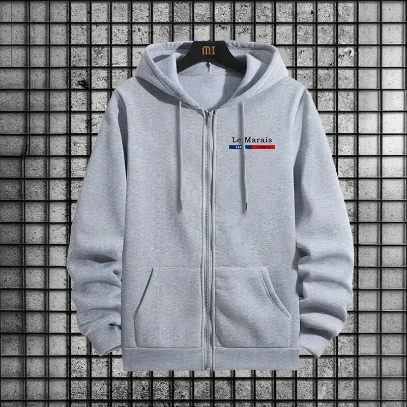 Herbst Winter Sportlicher Stil Paris Le Marais Print Herren Trainingsanzug Set 2-teilig Hoodie mit Jogginghose Urban Streetwear Outfit