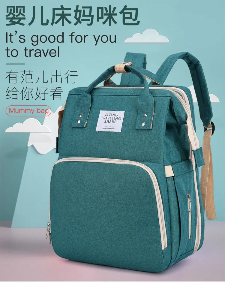 Mama Wickeltaschen Babybett Mutter Große Kapazität Windel Milchflasche Rucksäcke mit Wickelunterlage Praktische Baby-Stilltaschen Geschenk