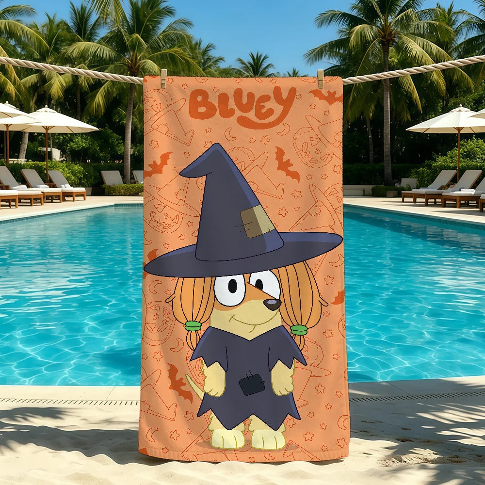 Cartoon Cute B-Bluey-ES Handtuch für Outdoor-Camping, Strandtuch, super saugfähiges, schnell trocknendes Sommerhandtuch