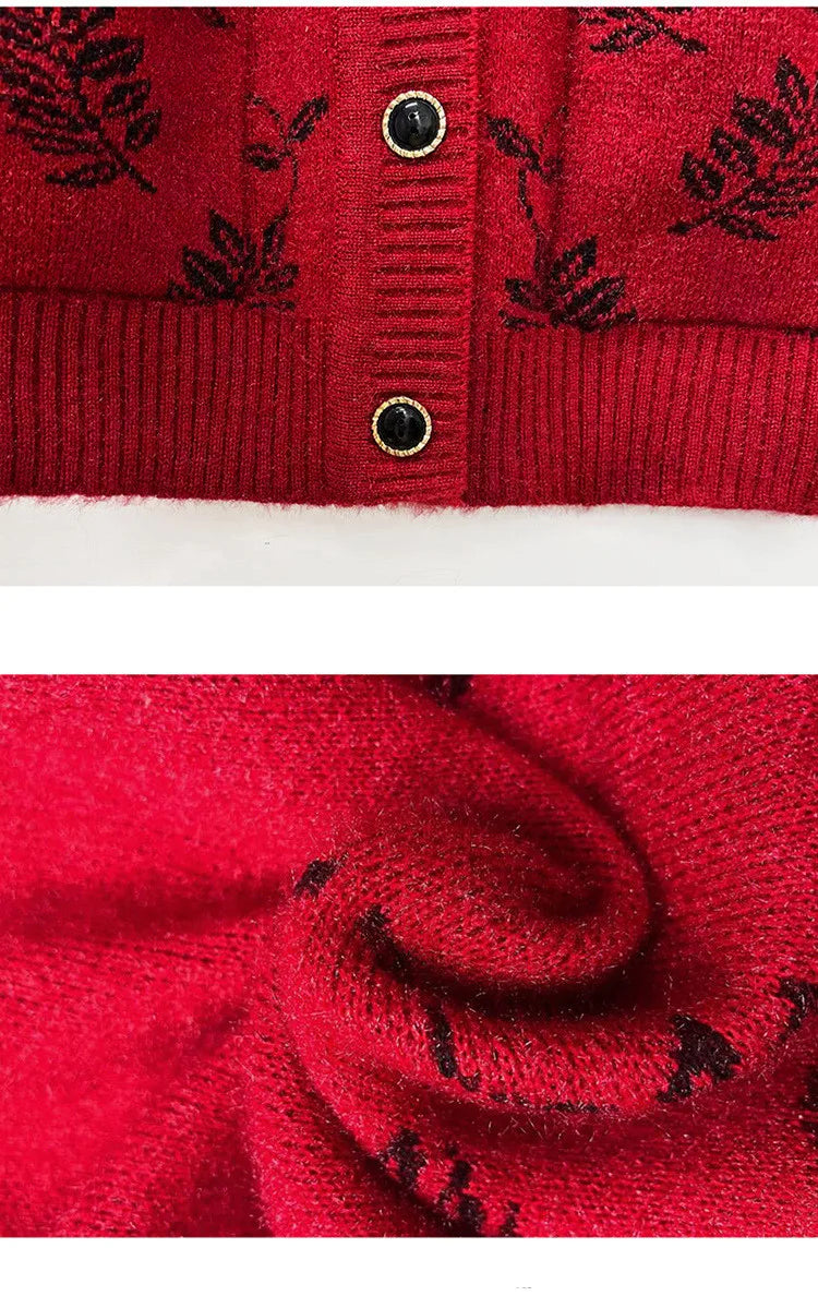 Neue Mittleren Alters Ältere frauen Pullover Frühling Herbst Strickjacke Samt Verdicken Mutter Gestrickte Top Oma Winter Warme Mantel