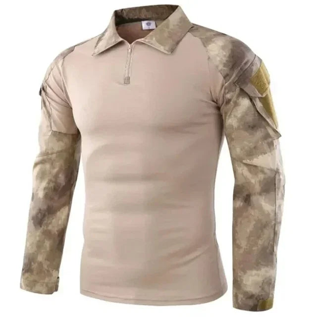 Outdoor Taktische Wandern T-Shirts Männer Kampf Militär Armee CP Camouflage Langarm Jagd Klettern Hemd Baumwolle Sport Kleidung