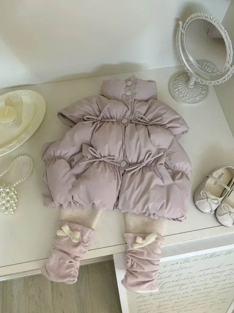 HoneyCherry Mädchen Einfarbig Weste Herbst und Winter Neue Modische Kinder Baumwolle Weste Winter Mädchen Baby Warme Westen