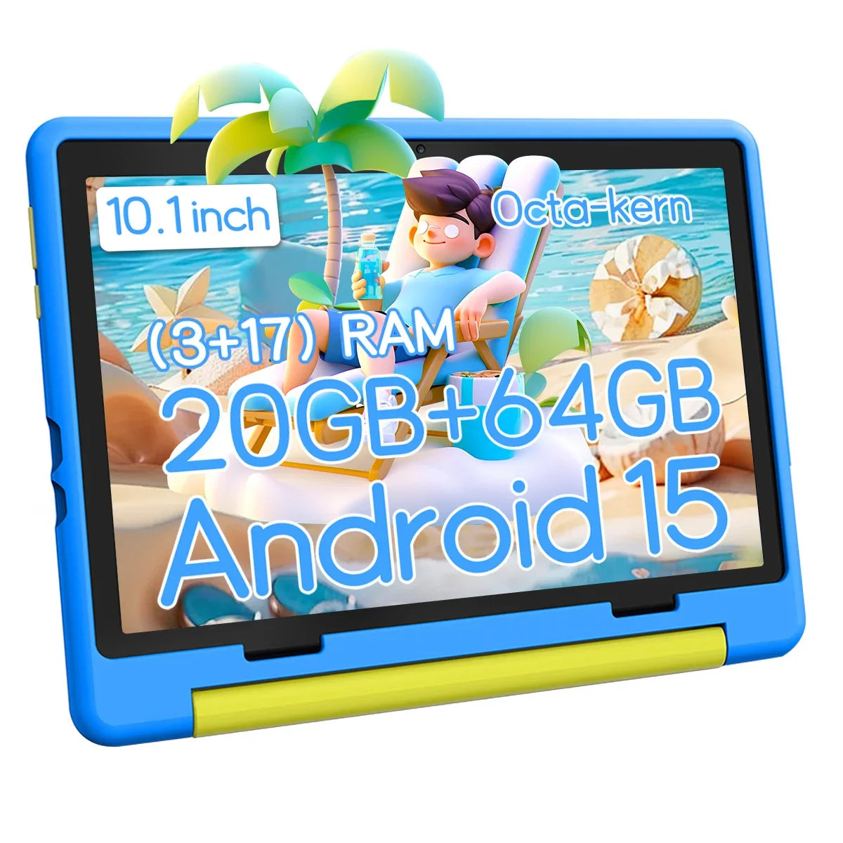 URAO 10 Zoll Android 15 Tablet mit Cartoon-Muster Kinder-Tablet 20GB RAM 64GB ROM Lern- und Spiele-Tablets Kindergeschenke