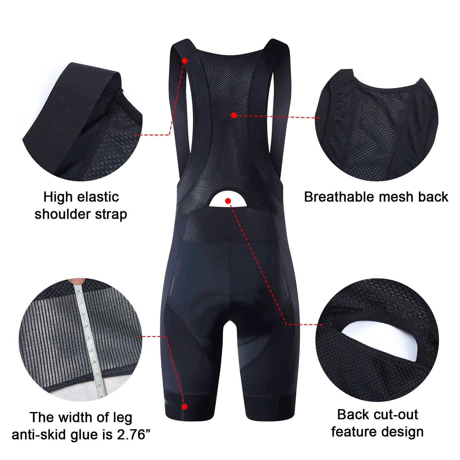 YKYWBIKE Radsport-Trägerhose für Herren Outdoor Rennrad-Sportunterwäsche mit Schwammpolsterung Fahrrad-Trägerhose Herren-Radsportbekleidung MTB-Shorts