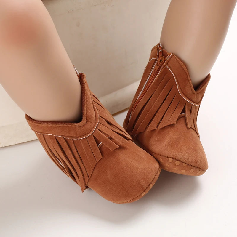 Winterstiefel für Babys, Jungen und Mädchen, 0–12 Monate, Western-Denim, Lauflernschuhe, warm, lässig, modisch