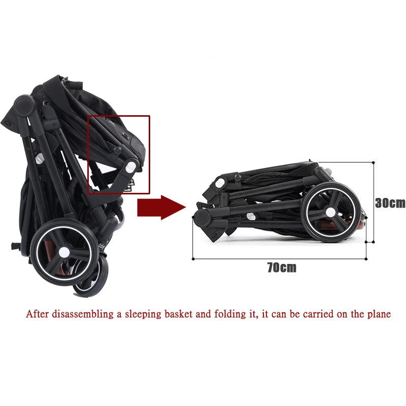 3-in-1-Kinderwagen für Zwillinge mit Autositz. Leichter, kleiner, gefalteter Handgepäck-Kinderwagen, multifunktionale Kinderwagen