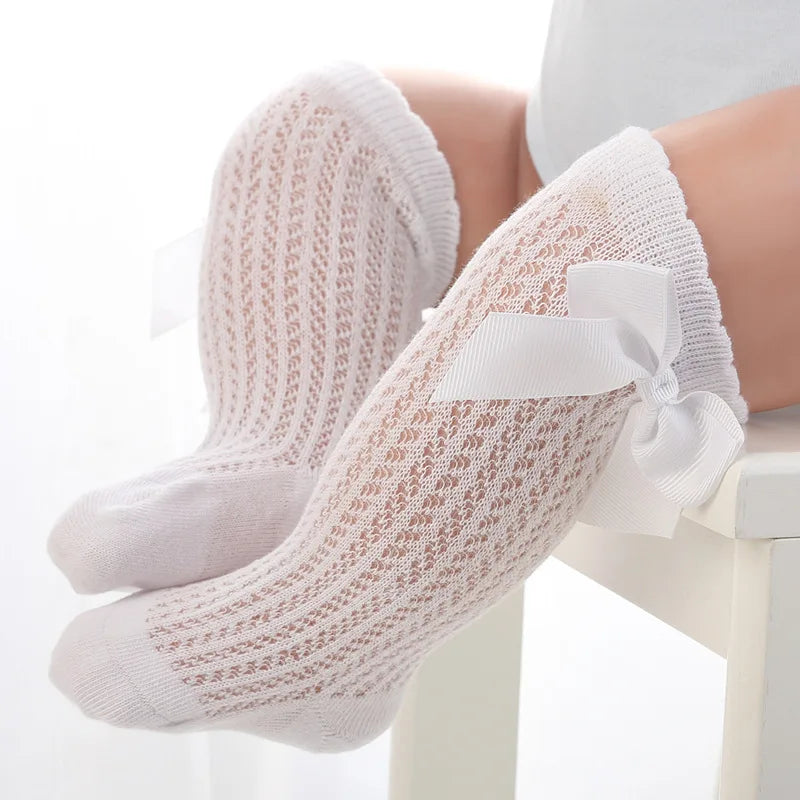 Baby Mädchen Prinzessin gestrickte Netz socken Sommer weiche Kleinkind Mädchen Knies trümpfe Baumwolle Kleinkind Neugeborene Mädchen lange Röhren strümpfe