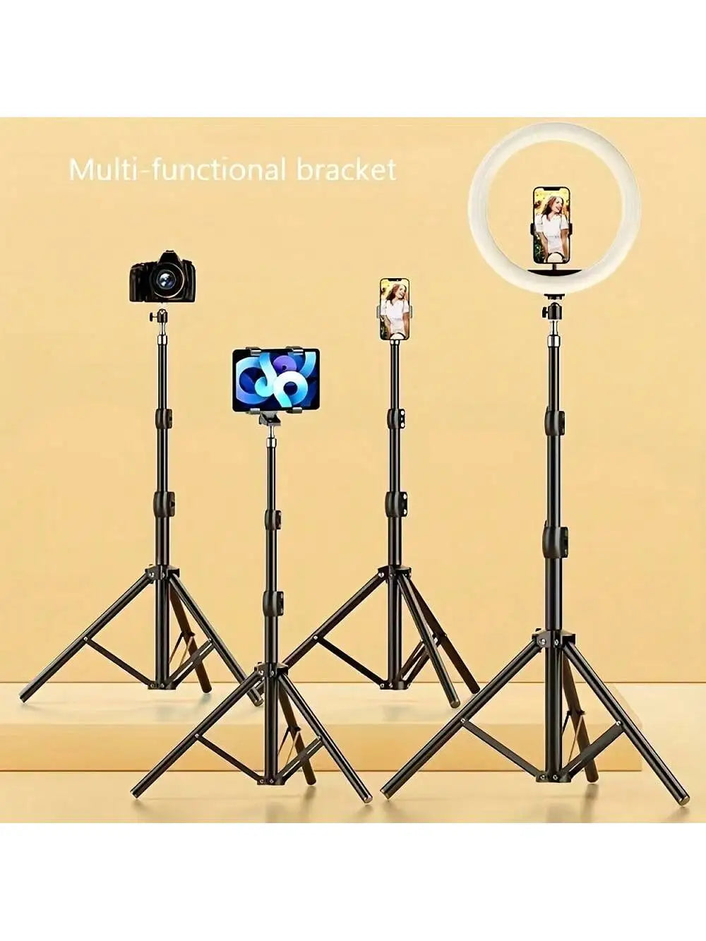 1 Stück 63-Zoll-Stativ mit klappbarem Stativ und Telefonhalterclip, 160,02 cm, multifunktionales Stativ, Stativ für Telefon und Kamera