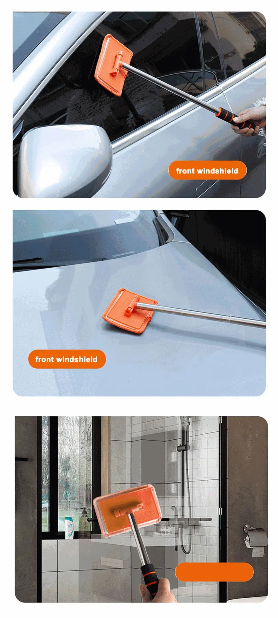 SEAMETAL Car Windshield Demisting Brush with Telescopic Handle, Car and Household Glass Cleaning Brush, Dust Removal Tool