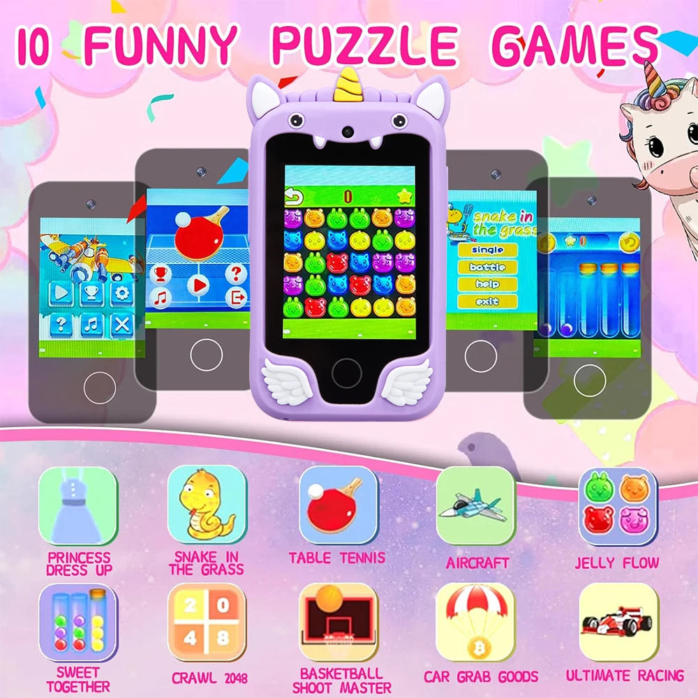 Kinder Smartphone Kamera Spielzeug Touchscreen Einhorn Baby Mobile MP3-Player Digital kamera Lernspiel zeug für Mädchen Jungen Alter 3-8