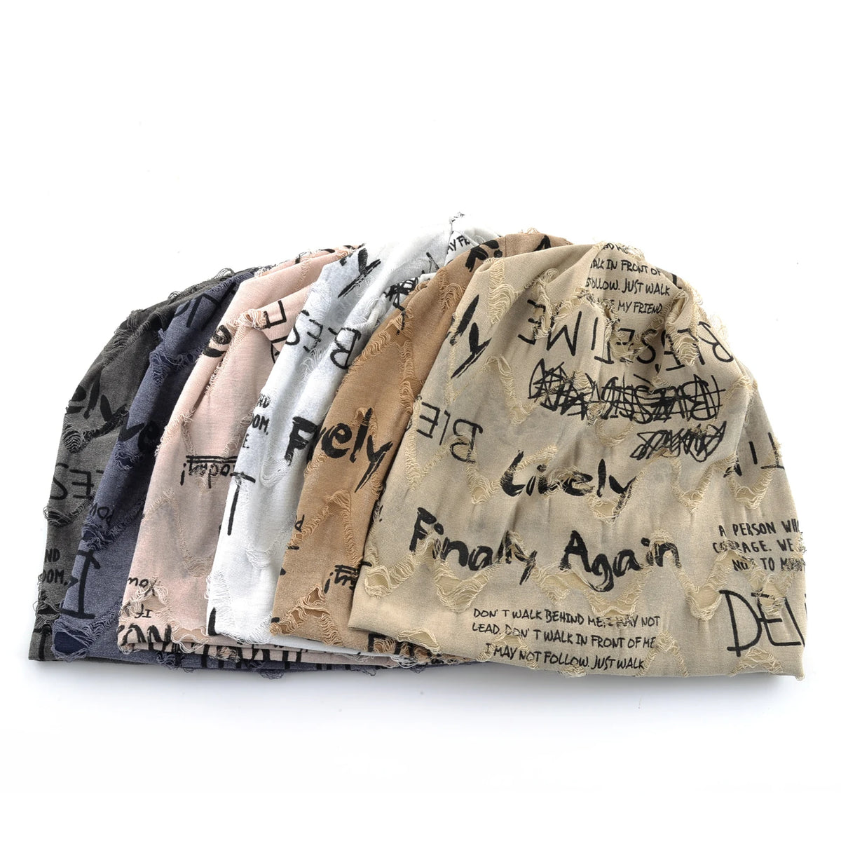 Beanie-Mütze mit Buchstaben-Aufdruck für Damen und Herren, Vintage-Design im Distressed-Look  Wasteland Style Frühling Sommer Warmer, mit Fleece gefütterter Winter