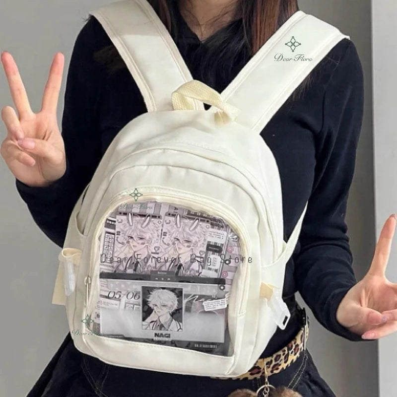 Y2K Nette Mini Rucksack Frauen Kawaii Ita Tasche Süße Mädchen Transparent Rucksack DIY Persönlichkeit Display Rucksack Lolita Schulter Tasche