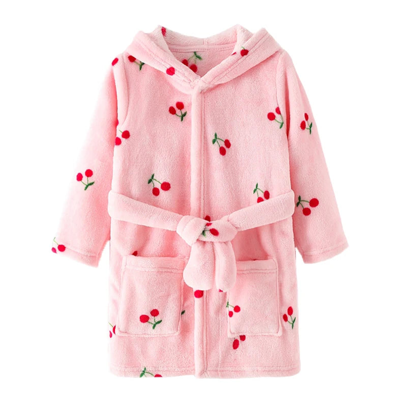 Flanell-Pyjama für Jungen und Mädchen, Herbst und Winter, Kinder-Nachtwäsche, weiche Kapuze, Kinder-Homewear, 2–8 Jahre