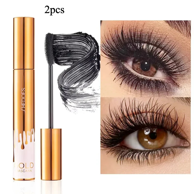 3D Mascara Verlängerung Schwarz Wimpern Wimpern Verlängerung Wimpern Pinsel Schönheit Make-Up Langlebige Gold Farbe Mascara