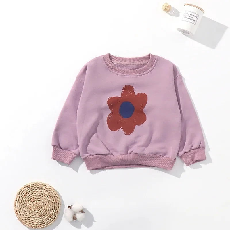 Koreanische INS 2024 kinder Herbst Winter Lange Hülse O-ansatz Sweatshirt Nette Tops für Mädchen Und Jungen Baby Pullover Kinder Kleidung