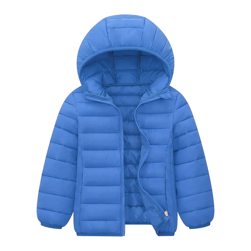 Kinder Junge Leichte Daunenjacke Herbst Winter Mäntel Kinder Mädchen Warme Kapuzenoberbekleidung Teenager Studenten Baumwollkleidung 6-14 Jahre
