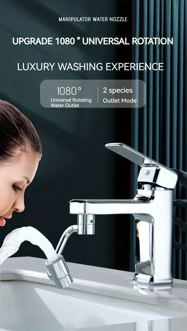 1 Stück 1080 °   Schwenkbarer Küchenarmatur-Verlängerung aus Edelstahl, universell, spritzwassergeschützt, Dual-Modus, Badezimmer-Waschbecken-Zubehör mit Adapter