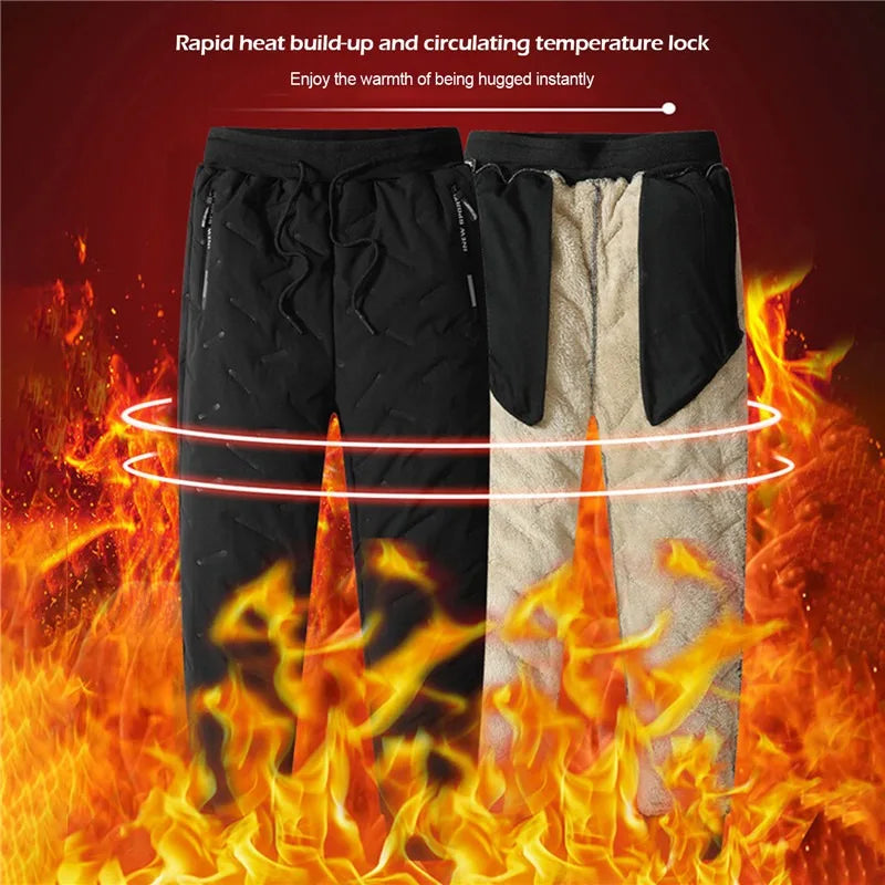 Winter Sweatwear Männer Plüsch Dicke Fleece Sweatpant Lammwolle Thermo Hosen Casual Hosen Wasserdicht Winddicht Warme Baumwolle Hosen