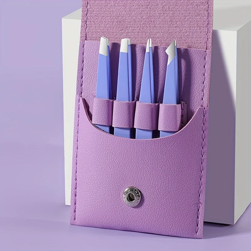Ouriner Augenbrauenpinzetten-Set, 4-teilig, Edelstahl-Augenbrauenpinzette, professionelles Beauty-Tool-Set für das nach innen gerichtete Haarwachstum
