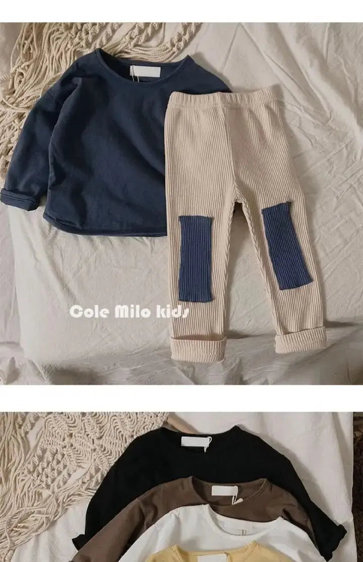 Herbst Winter Junge Mädchen Kinder solide lange Ärmel Bottom ing Shirt Kind lose T-Shirt Retro Baby Baumwolle Tops Kleinkind lässig T-Shirts